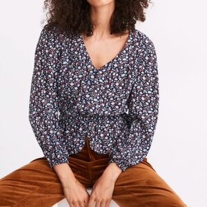 Madewell 100% Silk Button Front Top